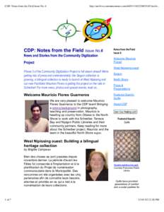 CDP: Notes from the Field Issue No. 6  http://archive.constantcontact.com/fs051[removed]archi... CDP: Notes from the Field Issue No.6 News and Stories from the Community Digitization