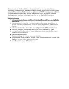 Connecticut by the Numbers link below has updated information concerning Veterans Vocational Training Program. In addition, Connecticut Public Broadcasting Network officials authorized the inclusion of “all veterans”