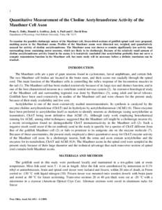 Quantitative Measurement of the Choline Acetyltransferase Activity of the Mauthner Cell Axon