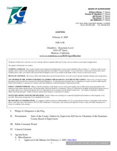 February 8, [removed]Board of Supervisors Agenda