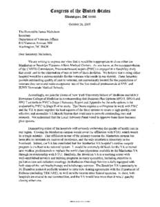 October 26,2005 The Honorable James Nicholson Secretary Department of Veterans Affairs 8 10 Vermont Avenue, NW Washngton, DC 20420