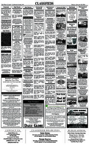 CLASSIFIEDS  the daily globe • yourdailyglobe.com Personals  Help Wanted