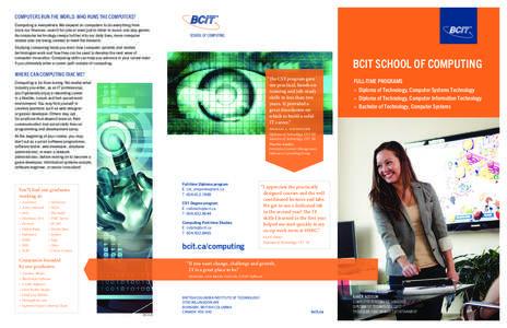 BCIT : : Marcom : : Full-time Computing Brochure