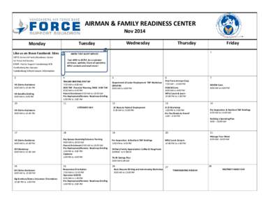 AIRMAN & FAMILY READINESS CENTER Nov 2014 Wednesday Tuesday