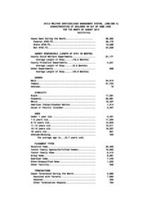 CHILD WELFARE SERVICES/CASE MANAGEMENT SYSTEM, (CWS/CMS 2) CHARACTERISTICS OF CHILDREN IN OUT OF HOME CARE FOR THE MONTH OF AUGUST 2010 California Cases Open During the Month..................... Federal AFDC-FC.........