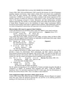 DECONSTRUCTING CLAUSAL NOUN MODIFYING CONSTRUCTIONS Comrie (1996, 1998, 2010) and Matsumoto[removed]argue for the existence of a class of languages, including Japanese and Korean, where relative clauses (RCs) and clausal 