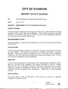 CITY OF STANTON REPORT TO CITY COUNCIL TO  Honorable