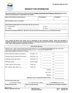 GA SERVICE CODE 9911-PTX  REQUEST FOR INFORMATION Personal information on this form is collected under the Freedom of Information and Protection of Privacy Act and will be used only for the purpose of responding to your 