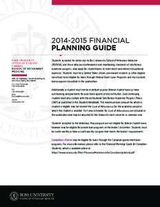 FINANCIAL PLANNING GUIDE ROSS UNIVERSITY OFFICE OF STUDENT FINANCE SCHOOL OF VETERINARY