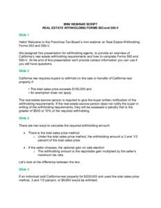 Public economics / International taxation / Political economy / Law / Taxation / Income tax in the United States / Pay-as-you-earn tax / Escrow / Internal Revenue Code section / Real property law / Taxation in the United States / Withholding taxes