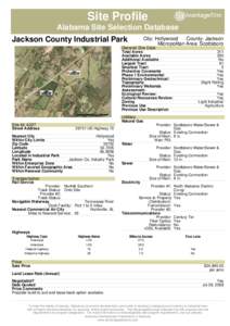 Site Profile Alabama Site Selection Database Jackson County Industrial Park City: Hollywood County: Jackson