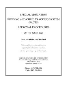 INSTRUCTIONS FOR THE SPECIAL EDUCATION FUNDING