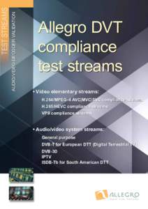 AUDIO/VIDEO DECODER VALIDATION  TEST STREAMS Allegro DVT compliance