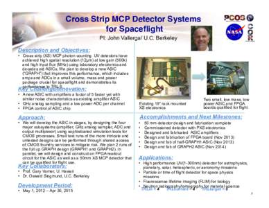 Cross Strip MCP Detector Systems   for Spaceflight