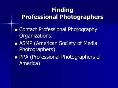 Finding Professional Photographers  