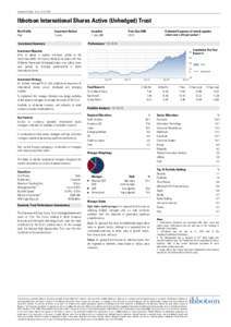 Investment Profile | As at: Ibbotson International Shares Active (Unhedged) Trust Risk Profile High