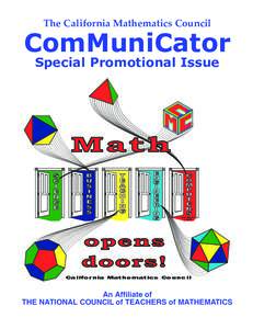 The California Mathematics Council  ComMuniCator Special Promotional Issue  Math