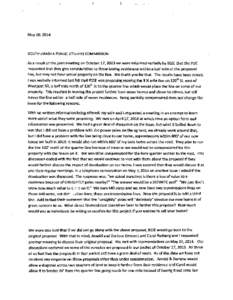 [removed]JI ,,  May20, 2014 SOUTH DAKOTA PUBLIC UTILITIES COMMISSION As a result of the joint meeting on October 17, 2013 we were informed verbally by BSSEthat the PUC