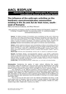 AACL BIOFLUX Aquaculture, Aquarium, Conservation & Legislation International Journal of the Bioflux Society The influence of the anthropic activities on the benthonic macroinvertebrates communities