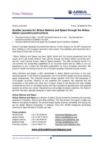Press Release  Kourou, 30 September 2015 SPACE SYSTEMS