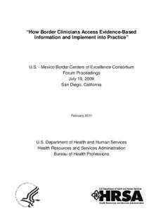 U.S. - Mexico Border Centers of Excellence Consortium Forum Proceedings