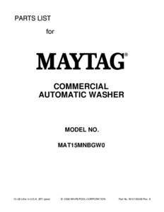 COMMERCIAL AUTOMATIC WASHER MODEL NO. MAT15MNBGW0