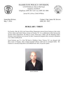 Immediate Release May 7, 2014 Contact: Capt. James M. Stevens[removed]