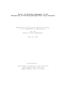 Garlic: An Economic Assessment of the Feasibility of Providing Multiple-Peril Crop Insurance Prepared by the Economic Research Service, U.S. Department of Agriculture for the