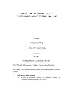 TULAFONO TAU FAAOFI O TEUTEUGA O LE TULAFONO O LAFOGA O TUPE MAUA (NuSAMOA Faatulagaina o Aiaiga 1.