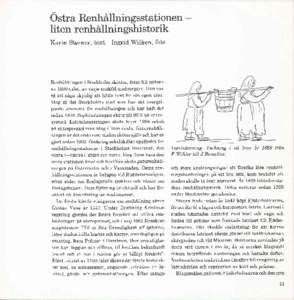 Östra Renhållningsstationen liten renhållningshistorik Karin Sterner, text Ingrid Wilken, foto