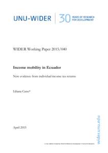 WIDER Working PaperIncome mobility in Ecuador: New evidence from individual income tax returns