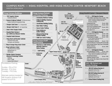 CAMPUS MAPS — HOAG HOSPITAL AND HOAG HEALTH CENTER-NEWPORT BEACH[removed]HOAG[removed]Hoag Campus Patient and Visitor Parking