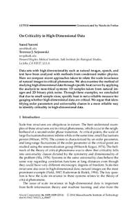 LETTER  Communicated by Nando de Freitas On Criticality in High-Dimensional Data Saeed Saremi