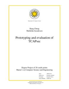 Department of Computer Science  Kang Chung Mathilda Gustafsson  Prototyping and evaluation of