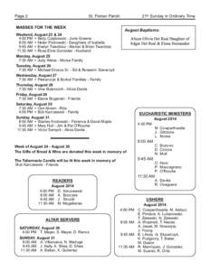 Page 2  St. Florian Parish MASSES FOR THE WEEK