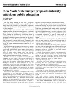 World Socialist Web Site  wsws.org New York State budget proposals intensify attack on public education