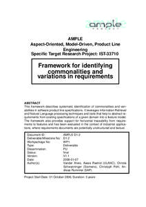 AMPLE Aspect-Oriented, Model-Driven, Product Line Engineering Specific Target Research Project: IST[removed]Framework for identifying