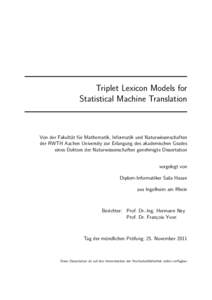 Triplet Lexicon Models for Statistical Machine Translation