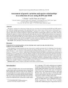 Spanish Journal of Agricultural Research[removed]), [removed]Assessment of genetic variation and species relationships