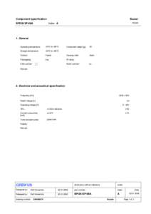 Component specification  Buzzer PBWE  Index A