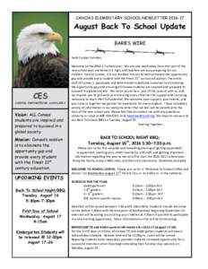 CANOAS ELEMENTARY SCHOOL NEWLETTER20CA4 August BackTTo School Update BARB’S WIRE