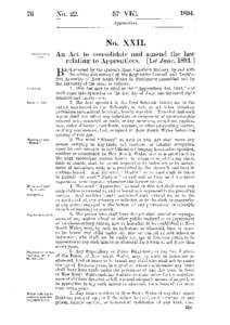 No. XXII. An Act to consolidate and amend the law relating to Apprentices. [1st June, [removed]B