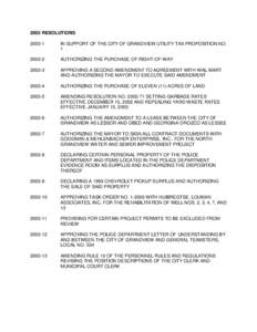 2003 RESOLUTIONS[removed]IN SUPPORT OF THE CITY OF GRANDVIEW UTILITY TAX PROPOSITION NO. 1