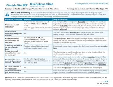 BlueOptions[removed]Coverage Period: [removed][removed]with Rx $10/$25/$60 Summary of Benefits and Coverage: What this Plan Covers & What it Costs