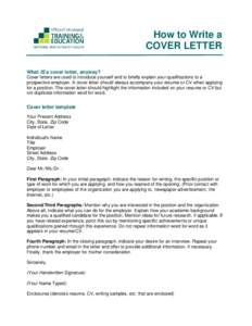 HOW TO WRITE A COVER LETTER