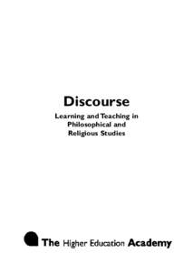 Discourse Learning and Teaching in Philosophical and Religious Studies  Discourse: