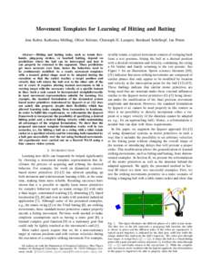 Movement Templates for Learning of Hitting and Batting Jens Kober, Katharina M¨ulling, Oliver Kr¨omer, Christoph H. Lampert, Bernhard Sch¨olkopf, Jan Peters Abstract— Hitting and batting tasks, such as tennis foreha