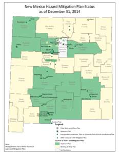 New Mexico Hazard Mitigation Plan Status as of December 31, 2014 Farmington ! (  Aztec