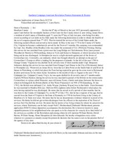 Southern Campaign American Revolution Pension Statements & Rosters Pension Application of James Davis S12724 Transcribed and annotated by C. Leon Harris. VA