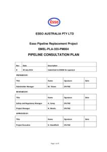 ESSO AUSTRALIA PTY LTD  Esso Pipeline Replacement Project EMEL-PLA-355-PM004  PIPELINE CONSULTATION PLAN